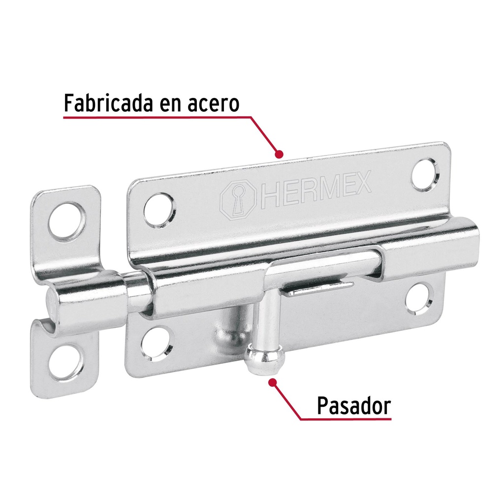 Pasador de barril de acero cromo 4', Hermex