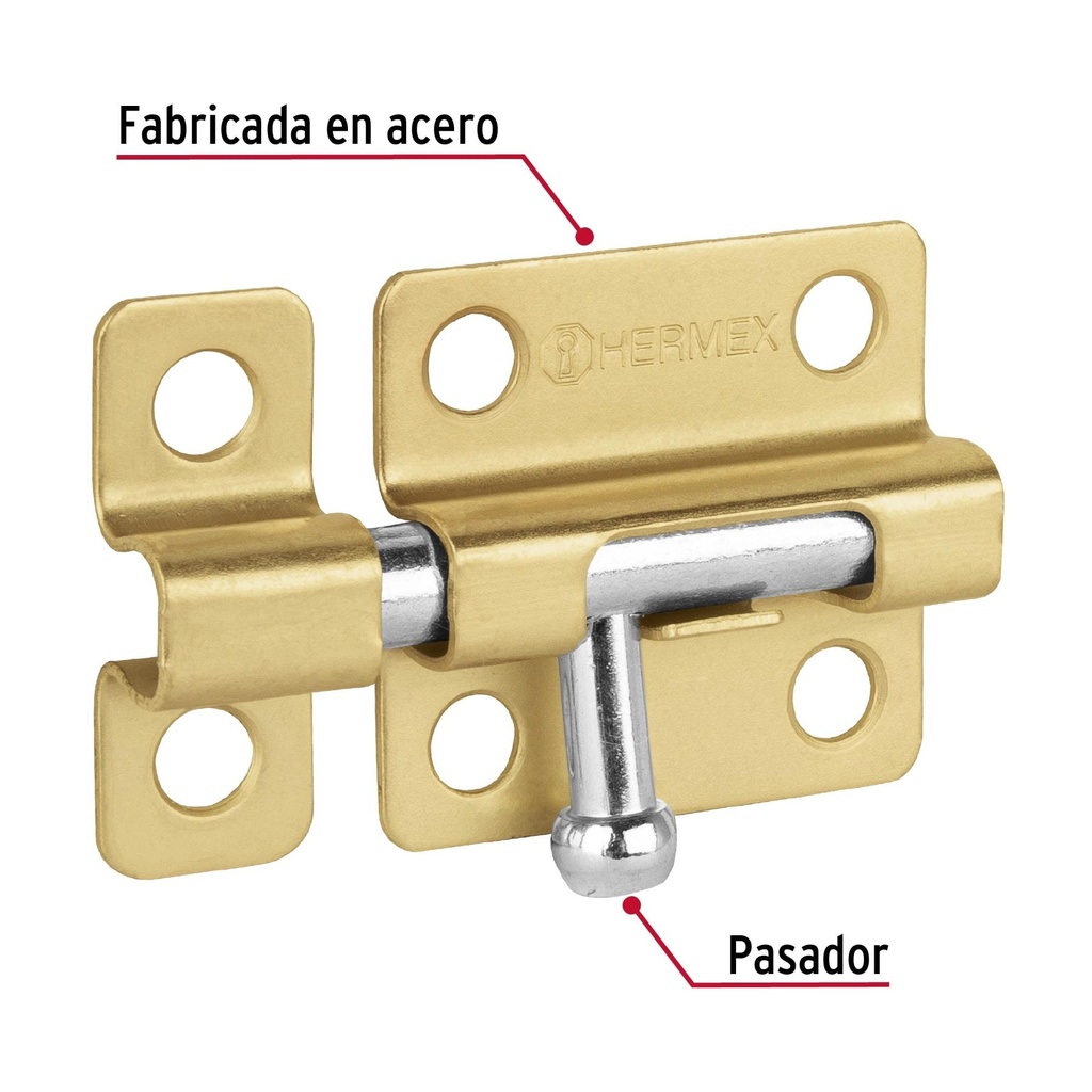 Pasador de barril de acero latón 2', Hermex