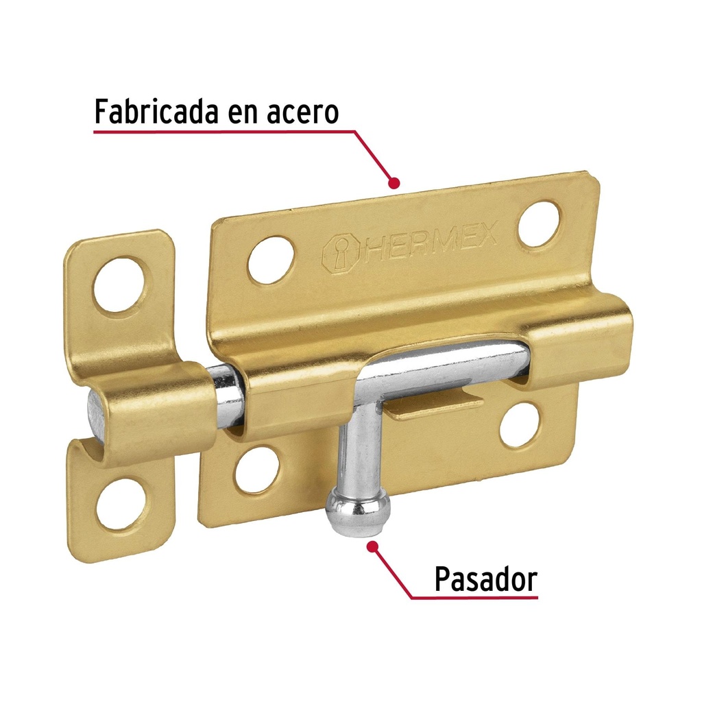 Pasador de barril de acero latón 3', Hermex