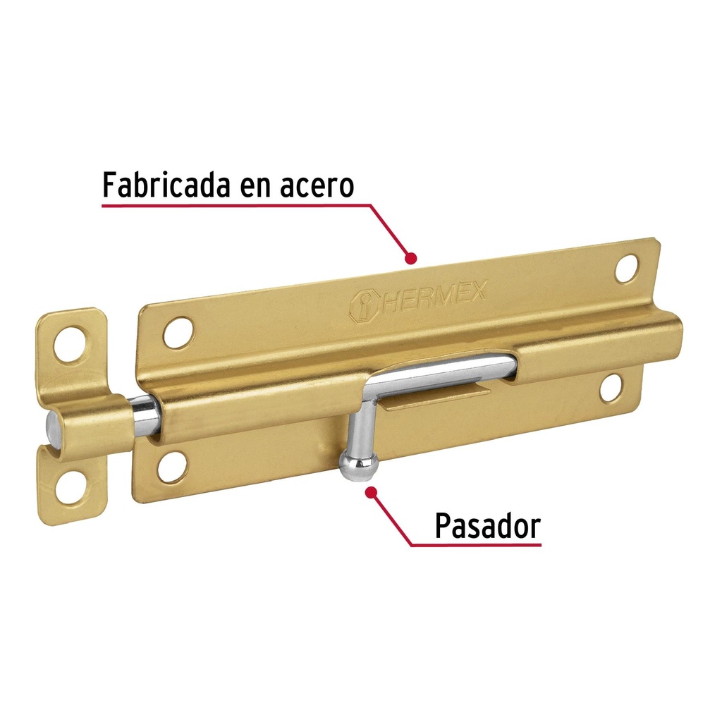 Pasador de barril de acero latón 6', Hermex