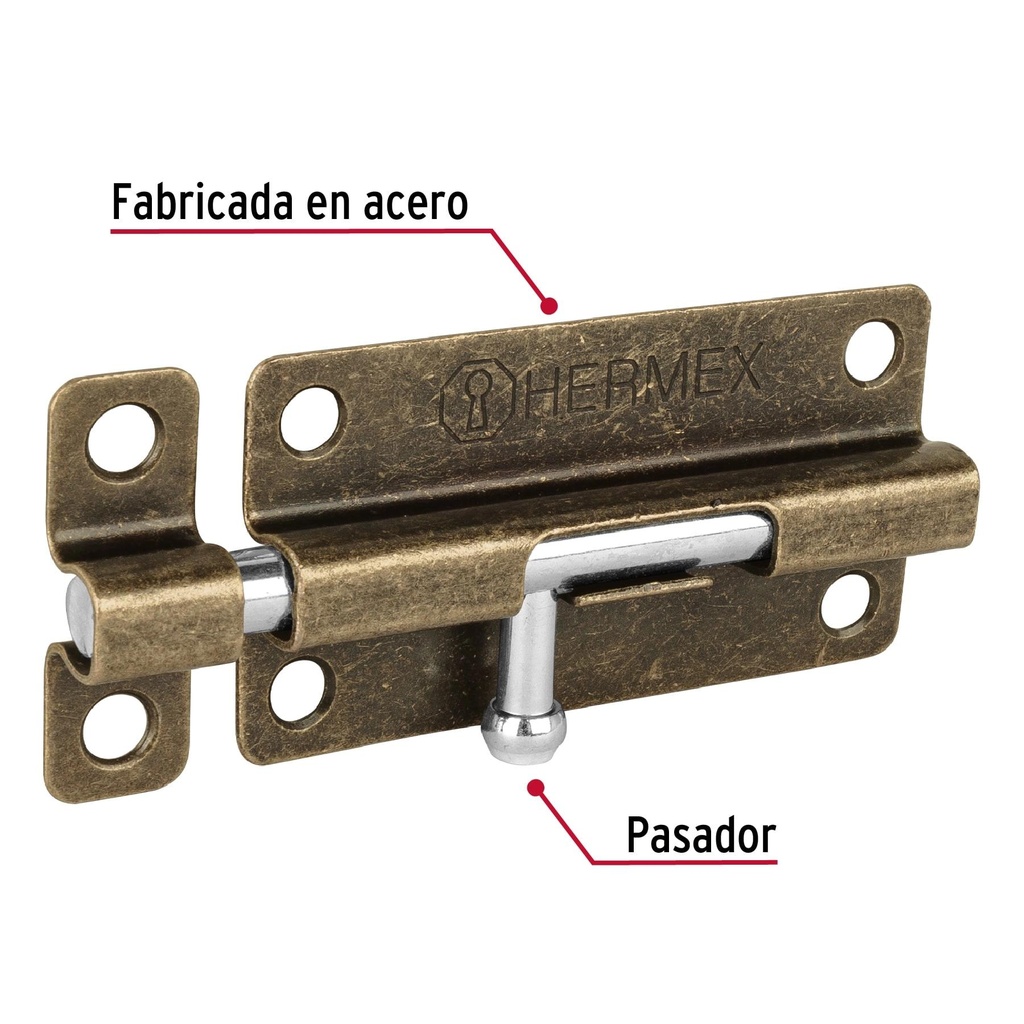 Pasador de barril de acero latón antiguo 4', Hermex