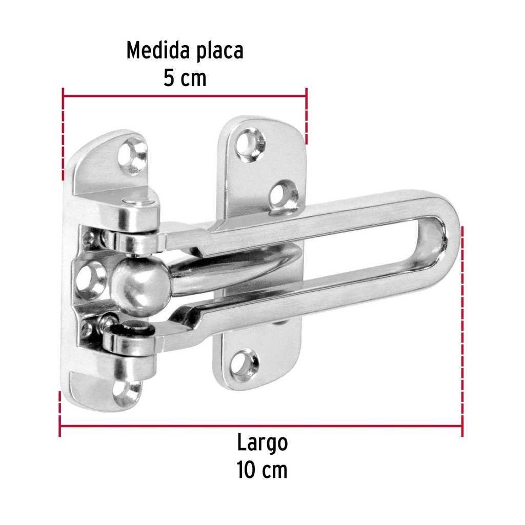 Pasador abatible para puerta, acabado cromo mate, Hermex