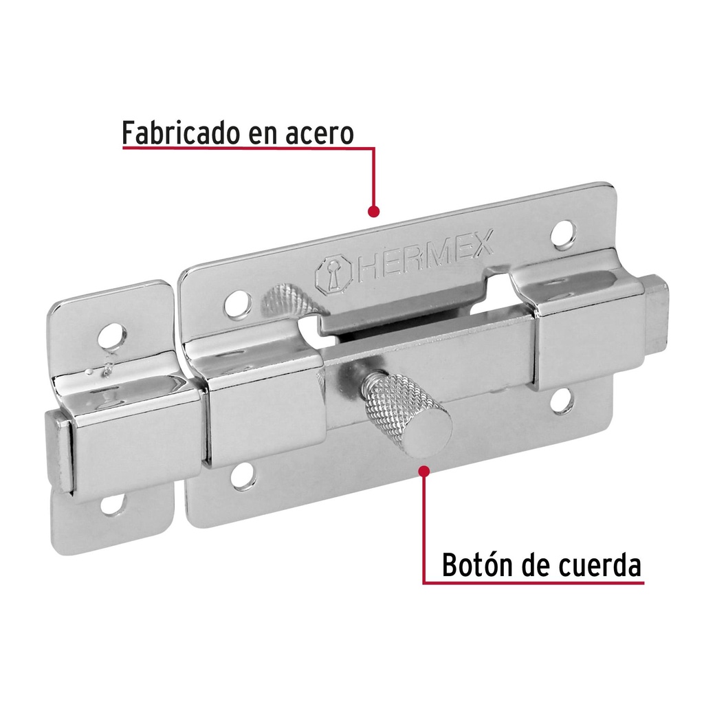 Pasador de barra plana 3' acabado cromo, Hermex