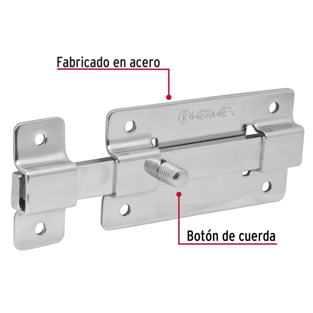 Pasador de barra plana 4' acabado cromo, Hermex