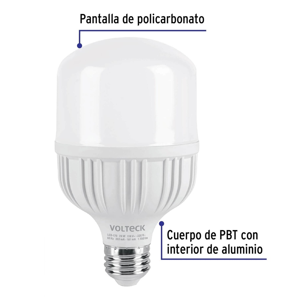 Lámpara LED alta potencia 20 W (equiv. 170 W), luz de día