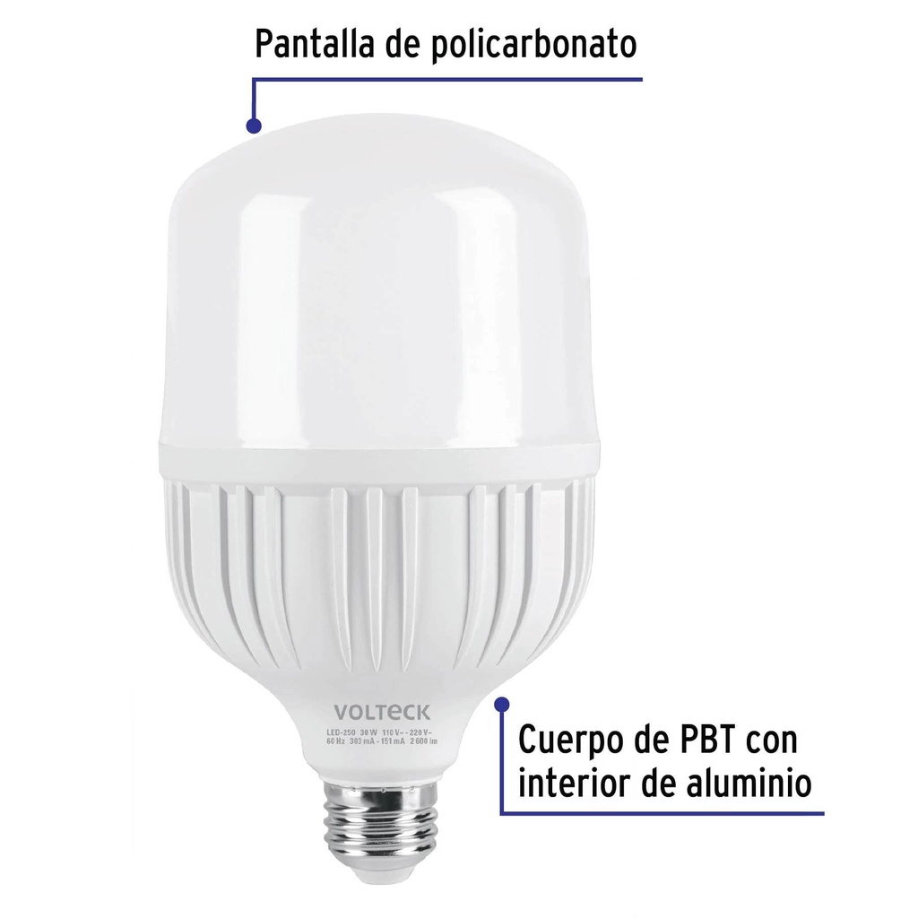 Lámpara LED alta potencia 30 W (equiv. 250 W), luz de día