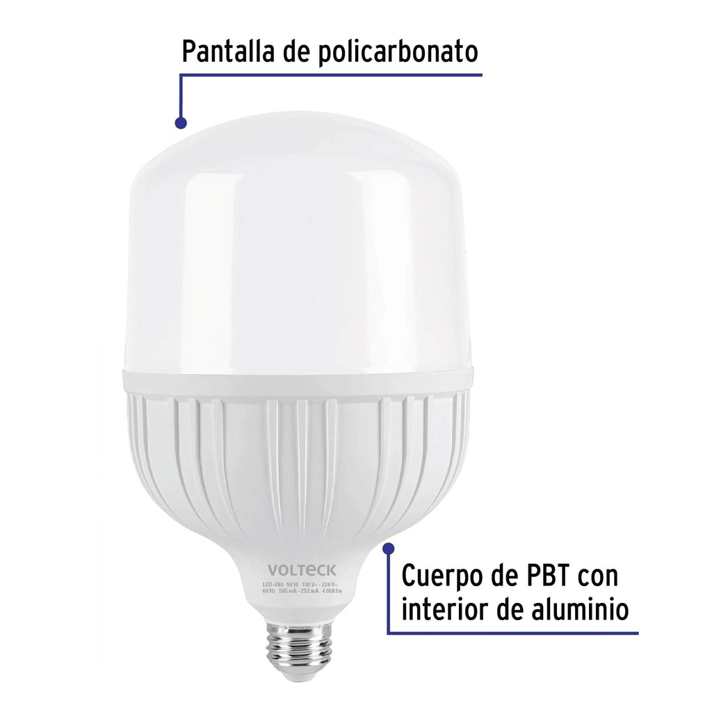 Lámpara LED alta potencia 50 W (equiv.450 W), luz de día