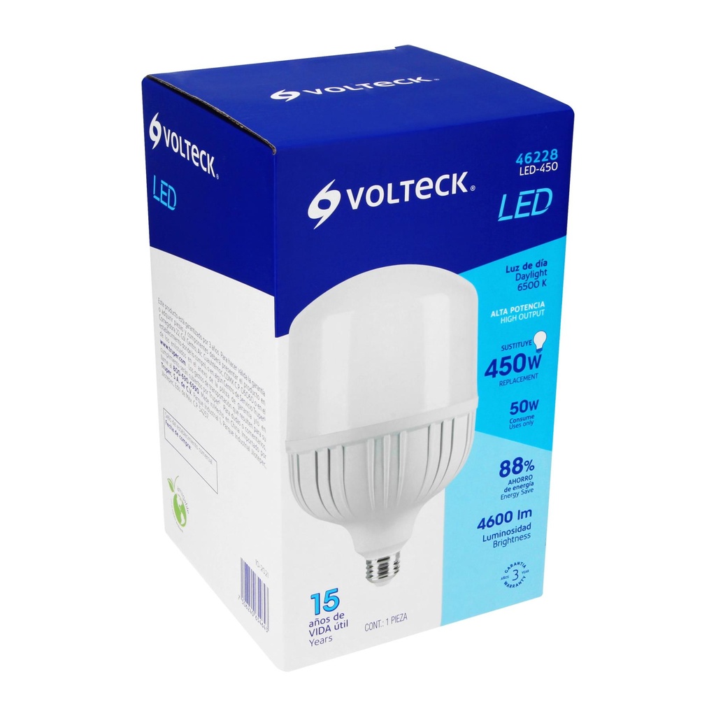 Lámpara LED alta potencia 50 W (equiv.450 W), luz de día