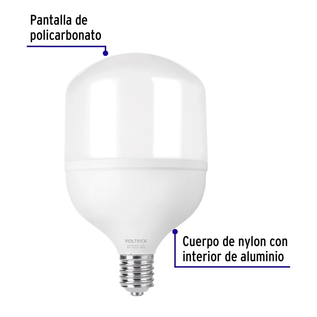 Lámpara LED alta potencia 60 W (equiv. 650 W), luz de día