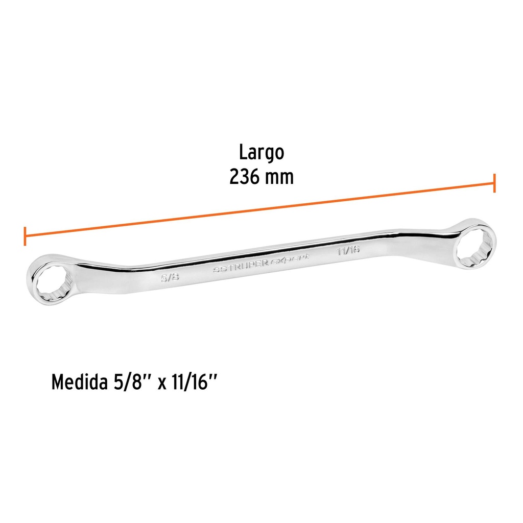 Llave de estrías 5/8 x 11/16' x 236 mm largo, Truper Expert