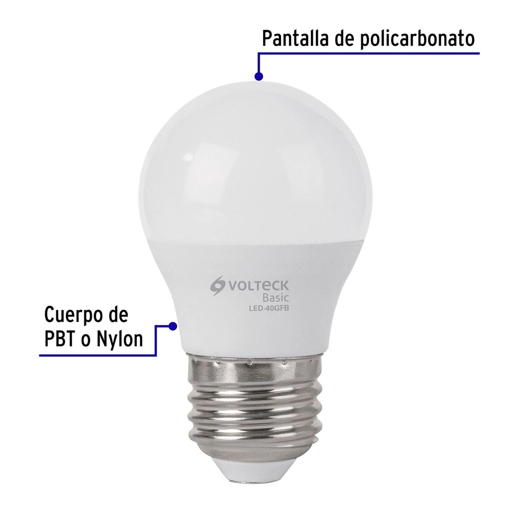 Lámpara LED G45 5 W (equiv. 40 W), luz de día, caja, Basic