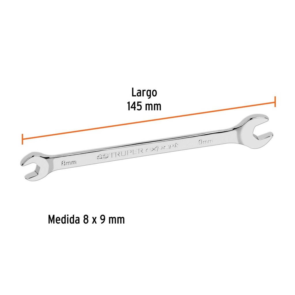 Llave española 8 x 9 mm x 145 mm de largo, Truper Expert