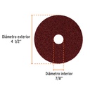 Disco de lija 4-1/2' con respaldo de fibra, grano 36, Truper