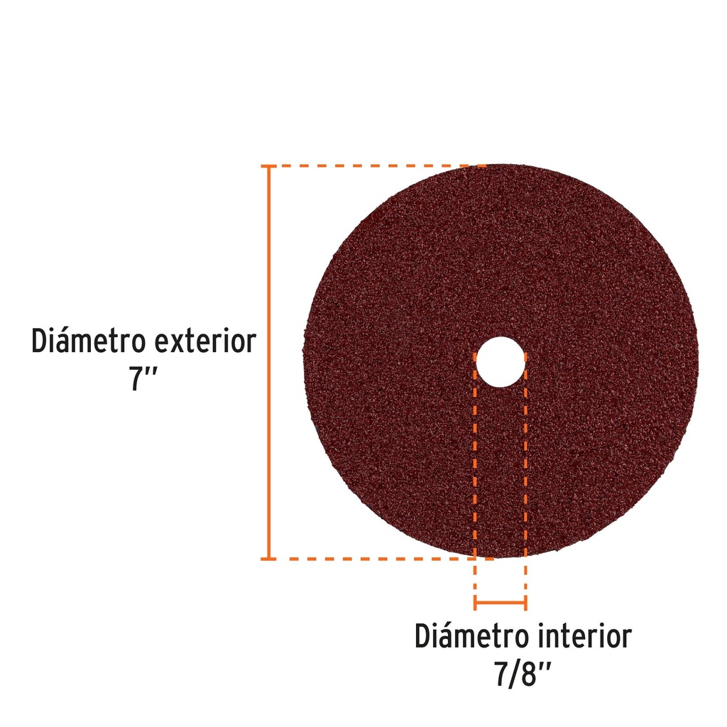 Disco de lija de 7' con respaldo de fibra, grano 36, Truper