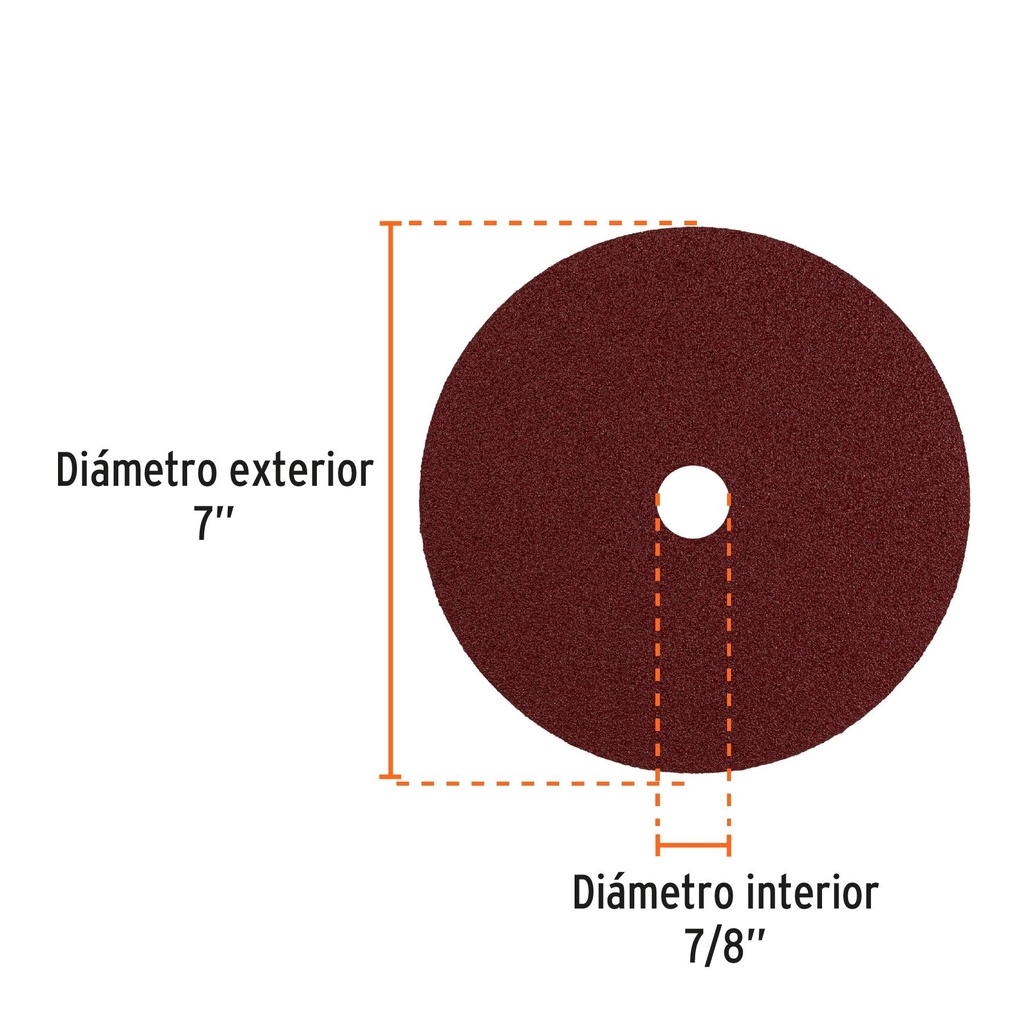 Disco de lija de 7' con respaldo de fibra, grano 50, Truper