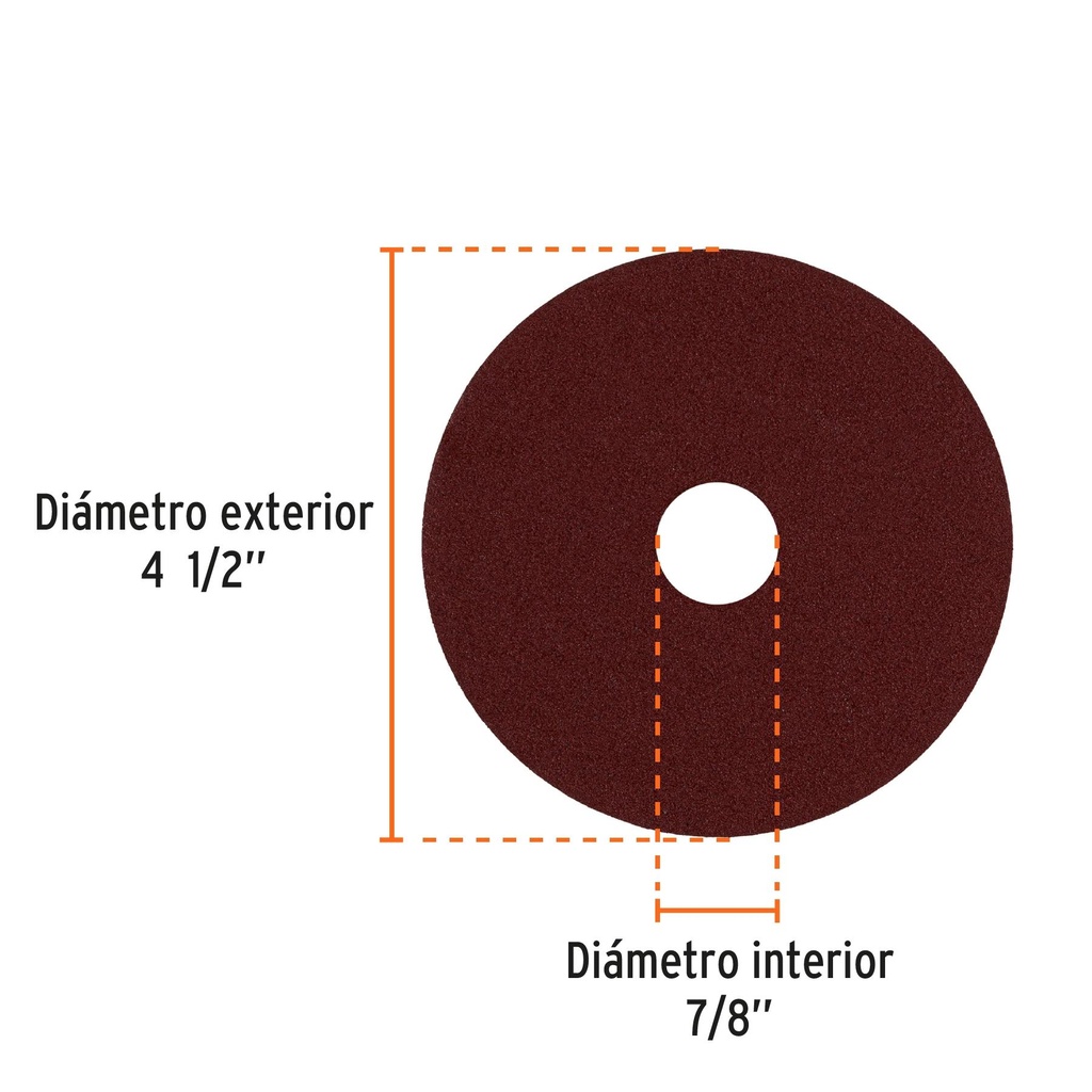 Disco lija 4-1/2' con respaldo de fibra, grano 120, Truper