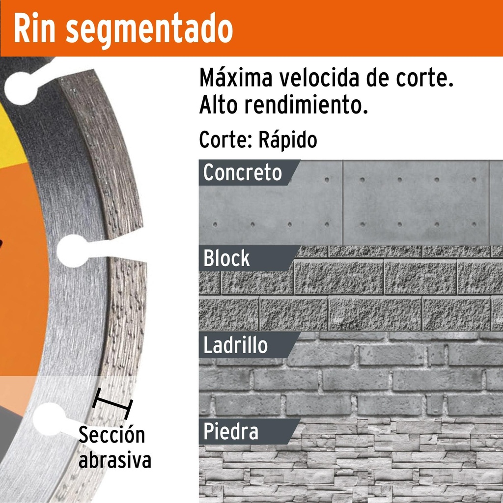 Disco de diamante de 4-1/2' x 1.2 mm rin segmentado, Pretul