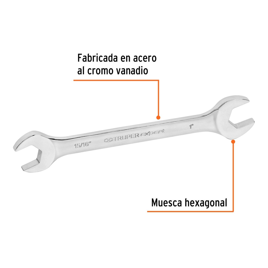 Llave española, 15/16 x 1' x 264 mm de largo, Truper Expert