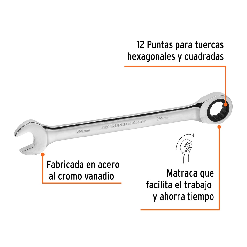 Llave combinada con matraca 24 mm x 325 mm largo, Expert