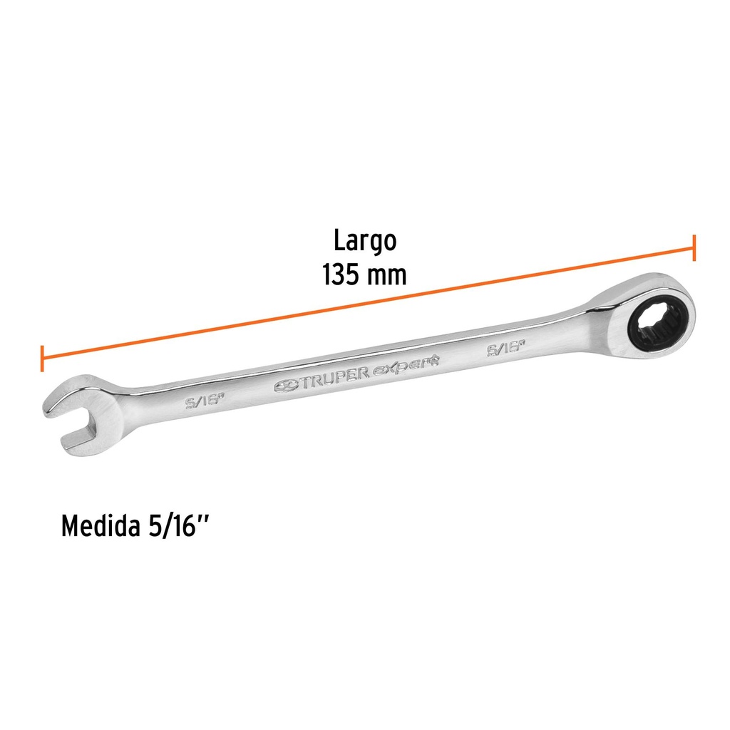 Llave combinada con matraca 5/16' x 135 mm largo, Expert