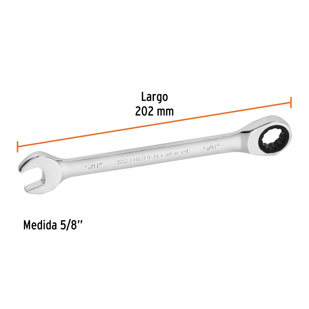 Llave combinada con matraca 5/8' x 202 mm largo, Expert