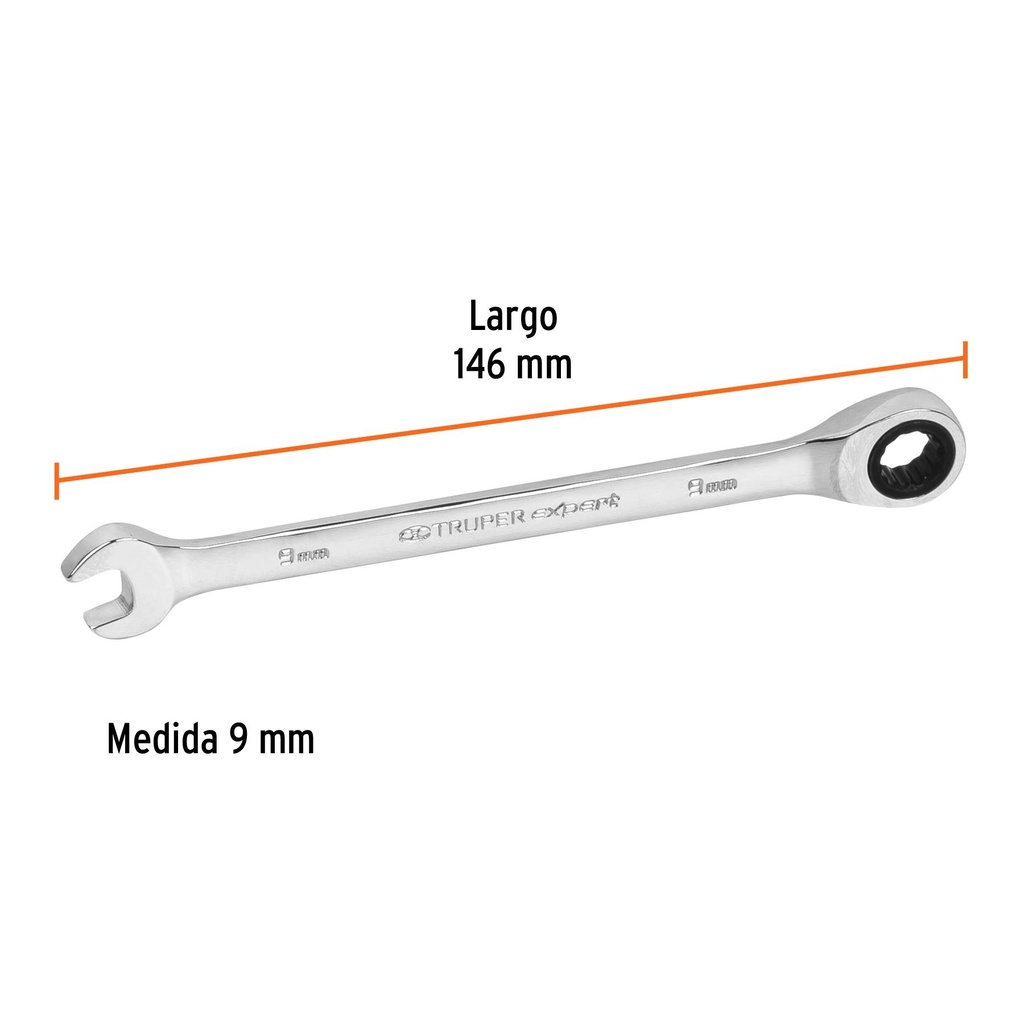 Llave combinada con matraca 9 mm x 146 mm largo, Expert