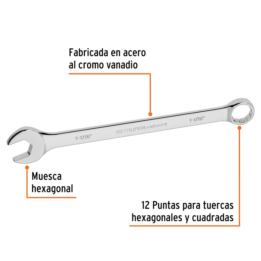 Llave combinada extralarga 1-1/16' x 385 mm de largo, Expert