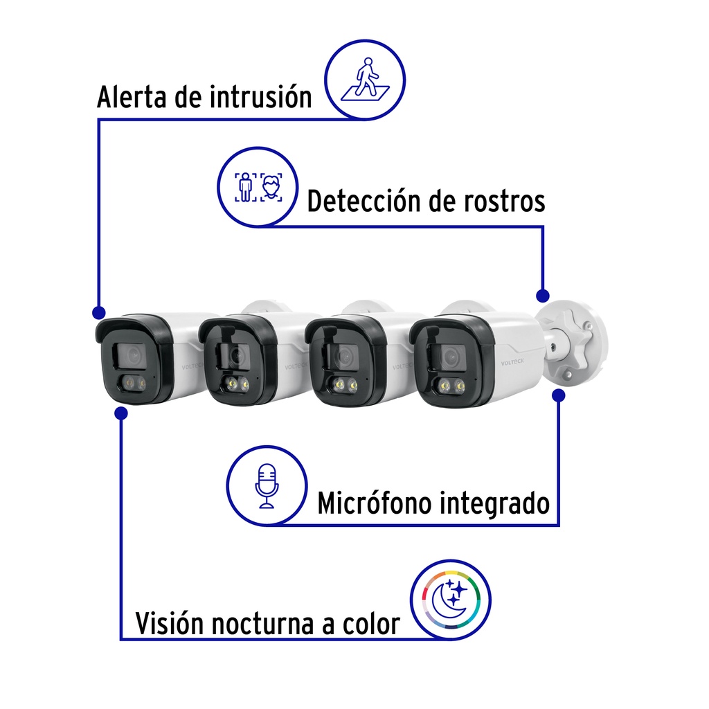 49586 - Kit video vigilancia, 4 canales, 4 cámaras, 5MP, Disco 1TB