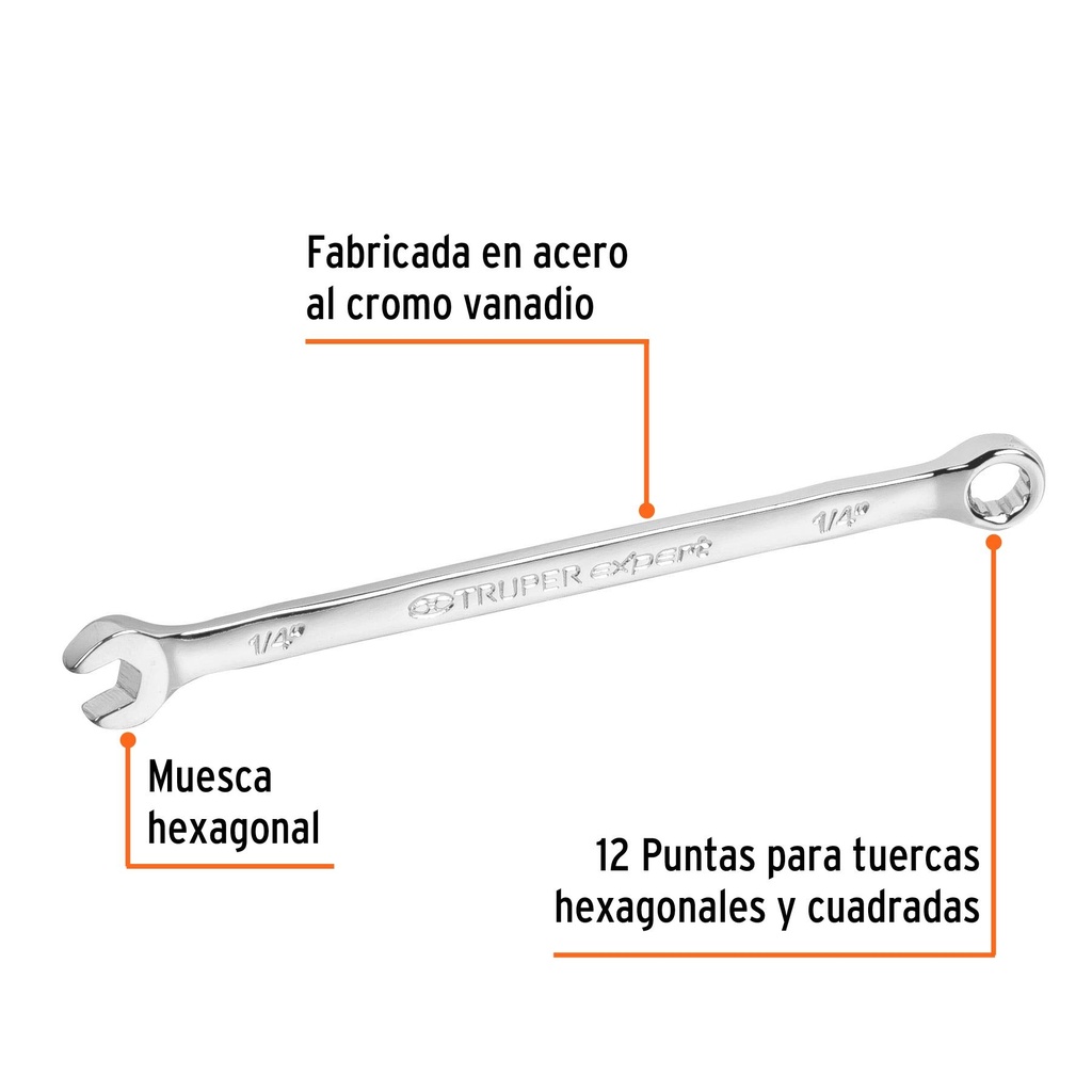 Llave combinada extralarga 1/4' x 125 mm de largo, Expert