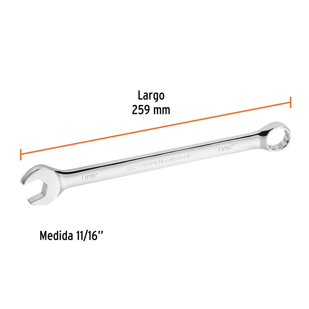 Llave combinada extralarga 11/16' x 259 mm de largo, Expert