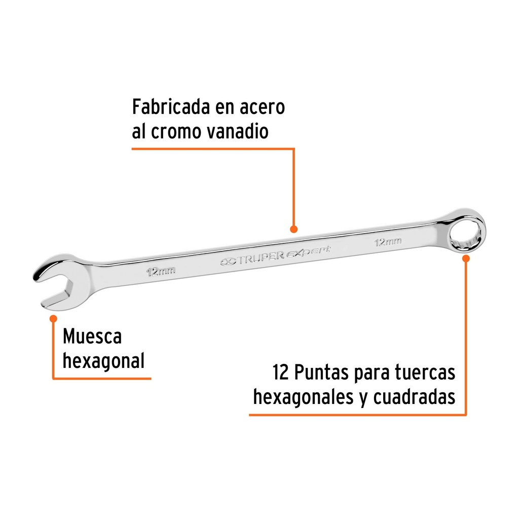 Llave combinada extralarga 12 mm x 193 mm de largo, Expert