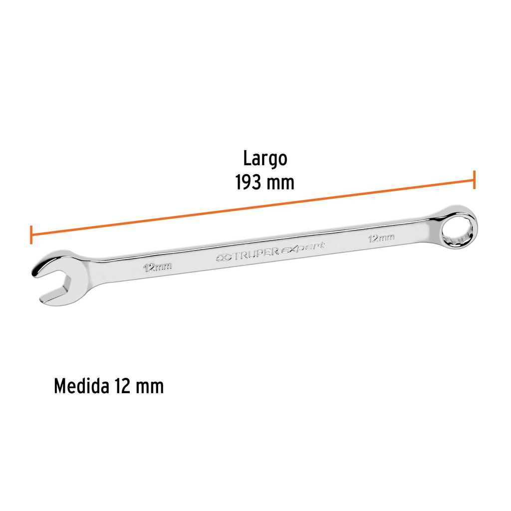 Llave combinada extralarga 12 mm x 193 mm de largo, Expert