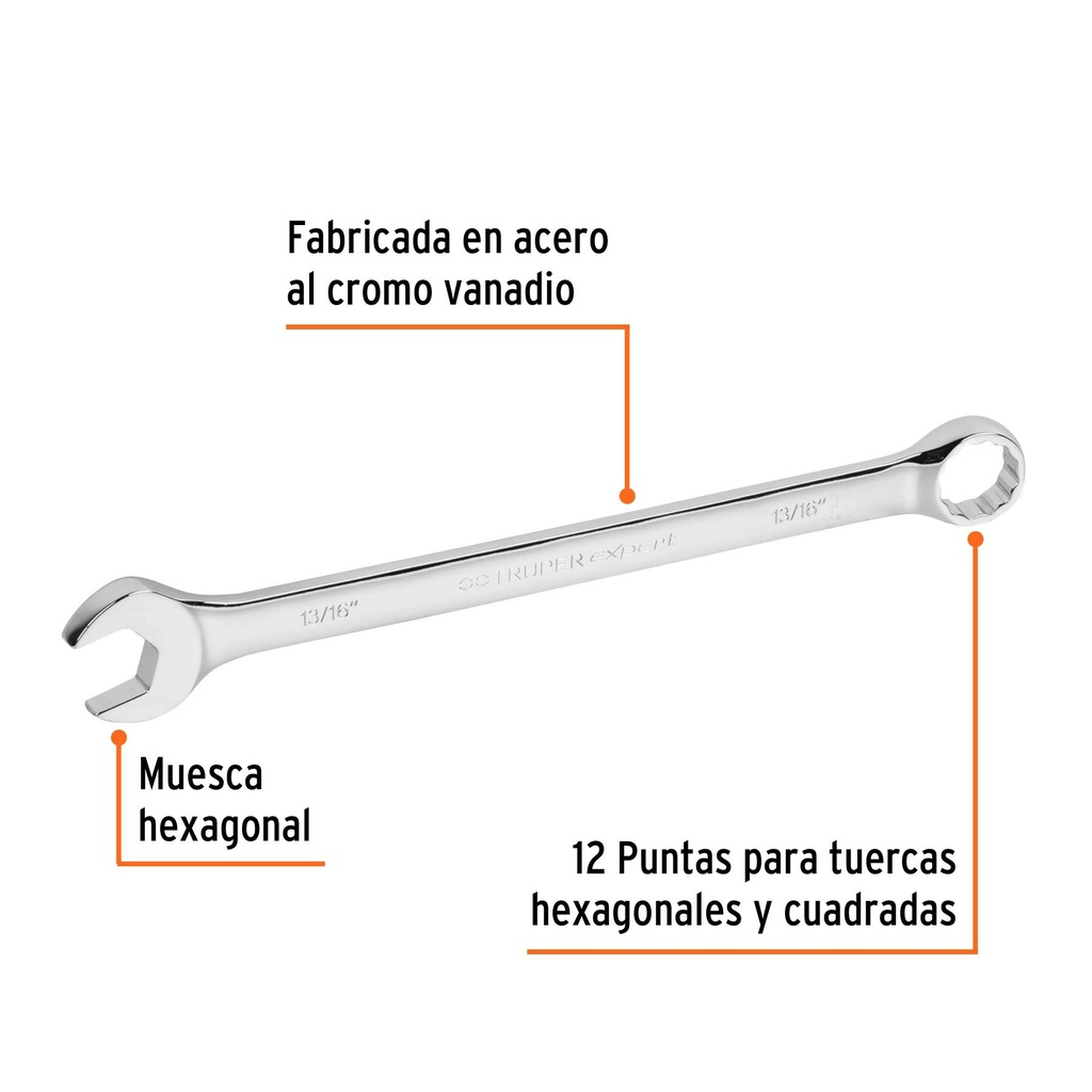 Llave combinada extralarga 13/16' x 298 mm de largo, Expert