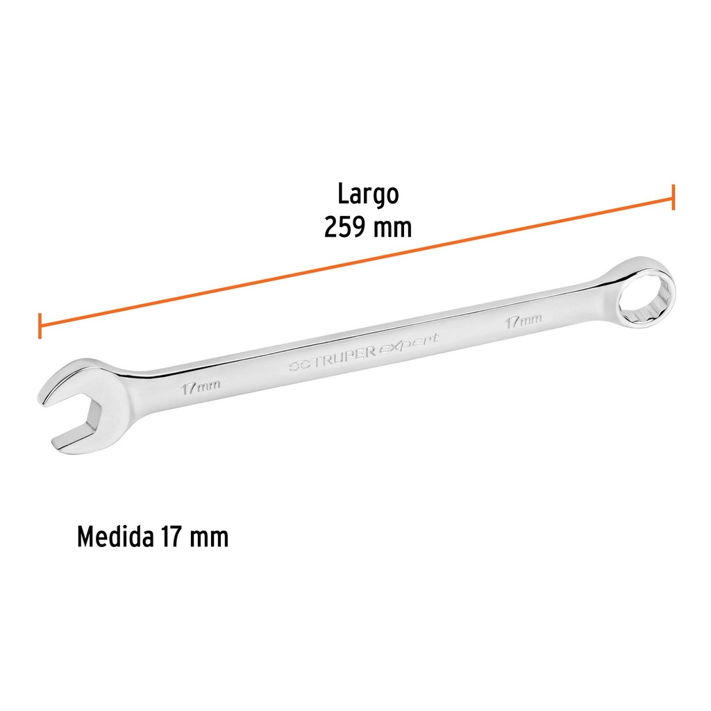 Llave combinada extralarga 17 mm x 259 mm de largo, Expert