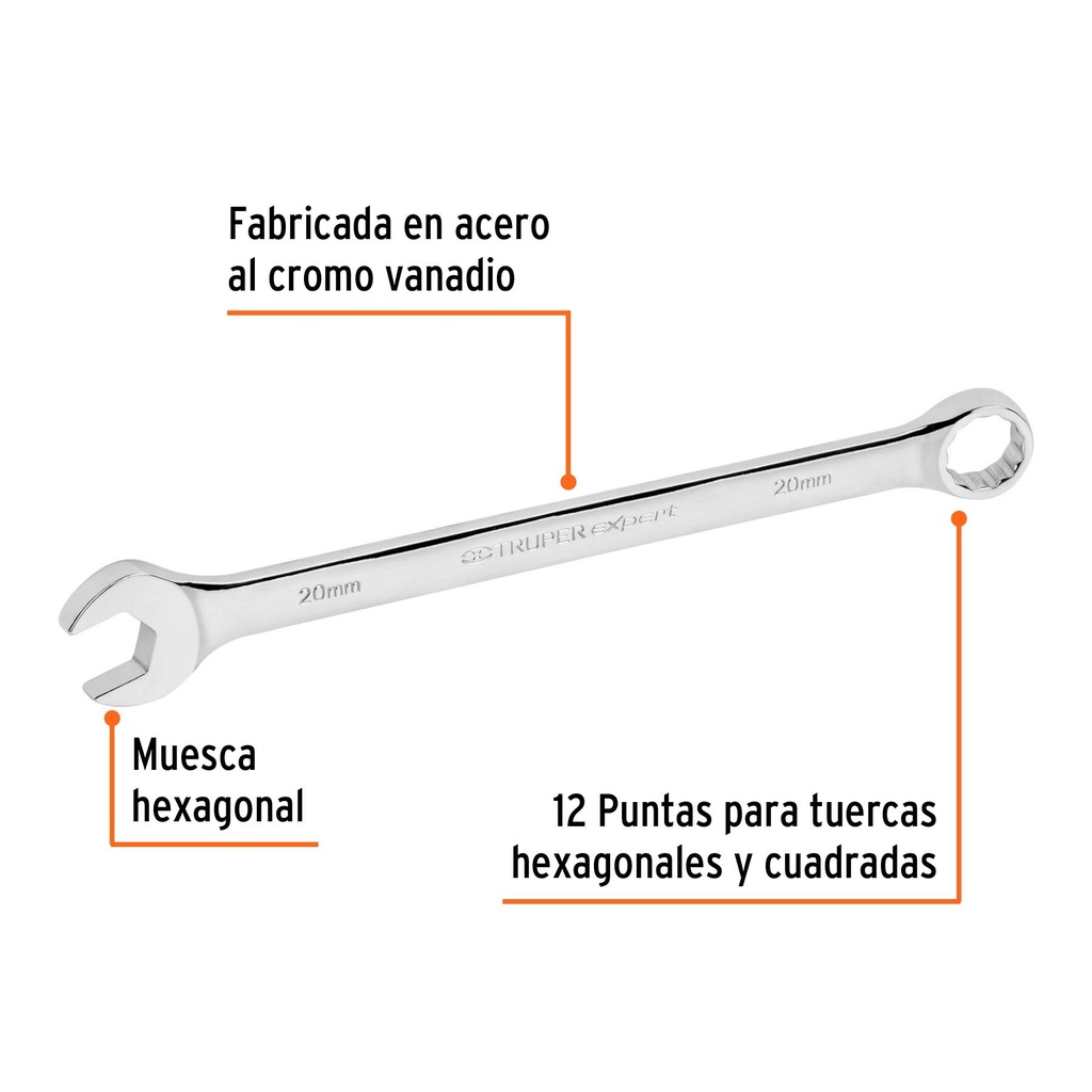 Llave combinada extralarga 20 mm x 287 mm de largo, Expert