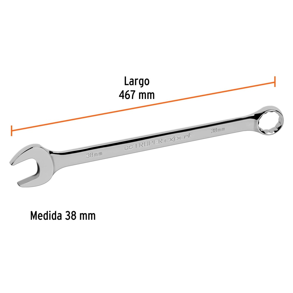 Llave combinada extralarga 38 mm x 467 mm de largo, Expert