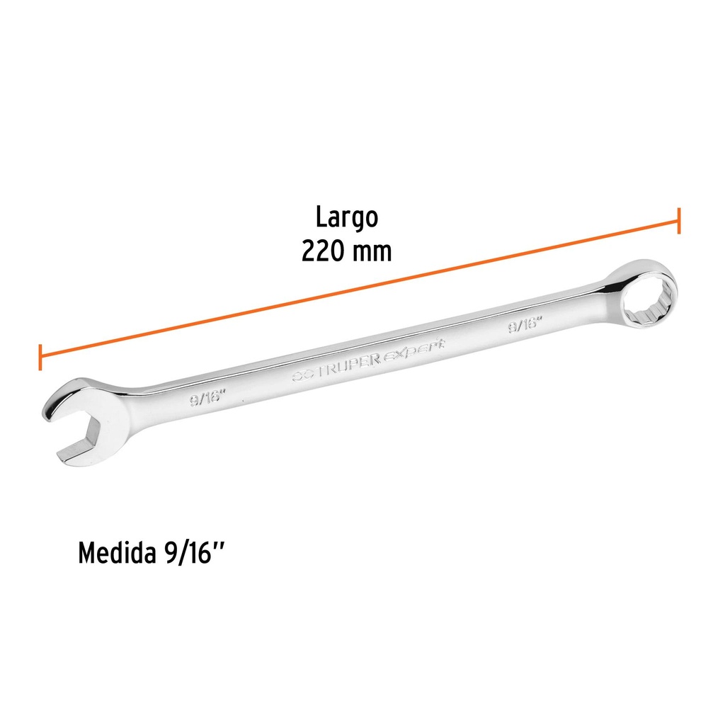 Llave combinada extralarga 9/16' x 220 mm de largo, Expert