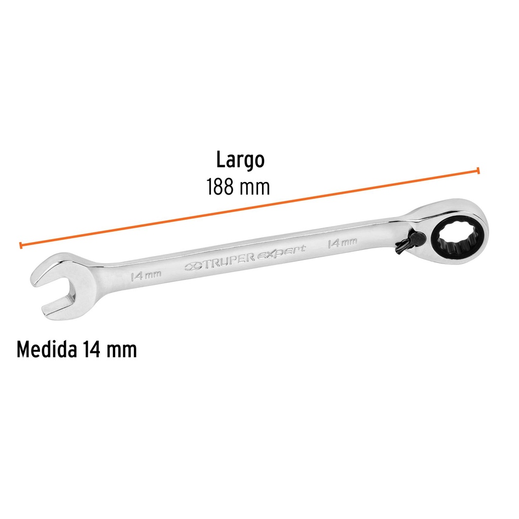 Llave combinada matraca reversible 14mmx188 mm largo, Expert