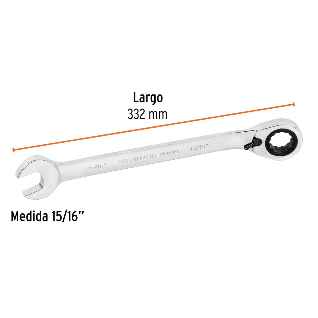 Llave combinada matraca reversible 15/16'x332mm largo,Expert