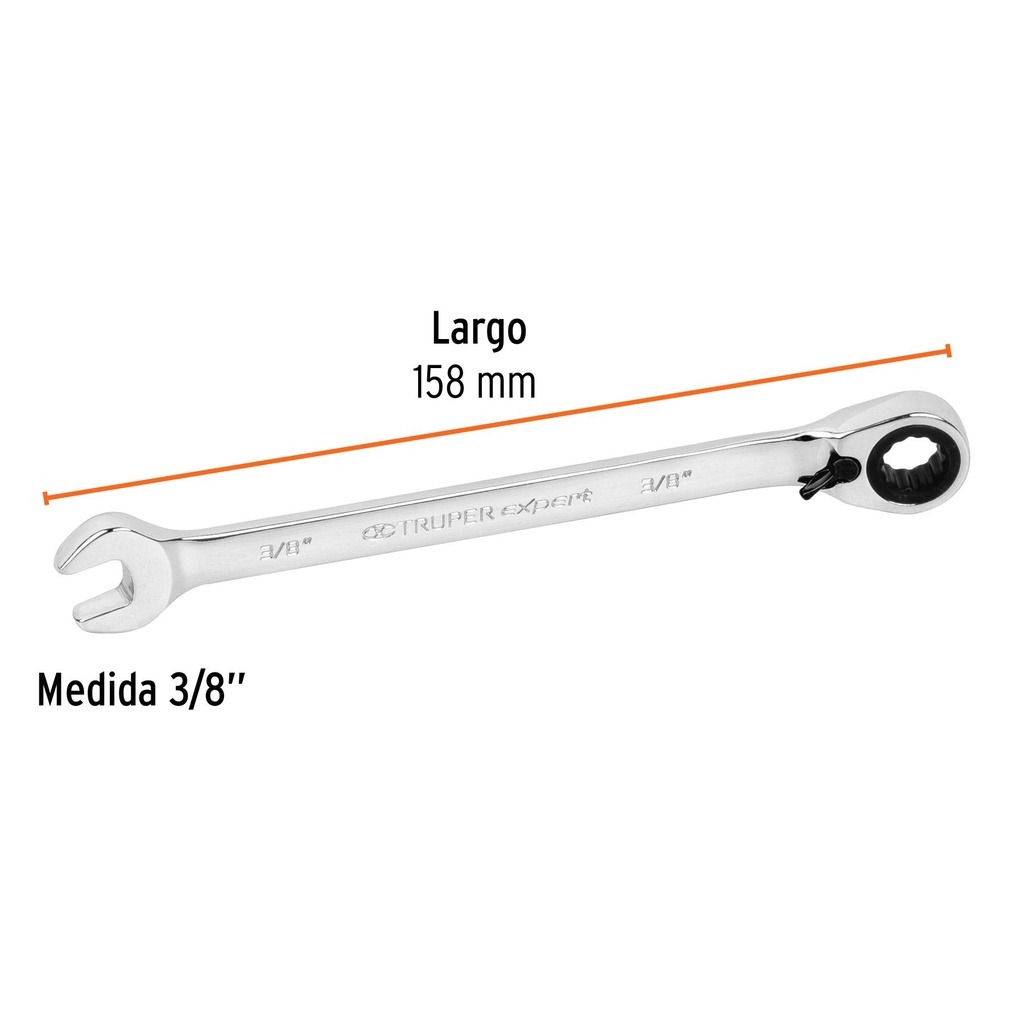 Llave combinada matraca reversible 3/8'x158 mm largo, Expert