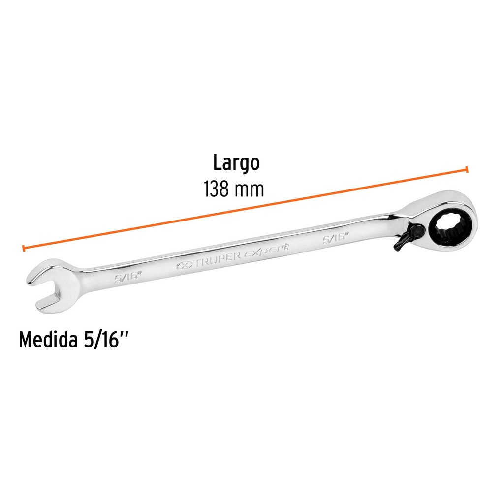 Llave combinada matraca reversible 5/16'x138 mm largo,Expert