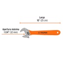 Llave ajustable (perico) 10' cromada mango de PVC, Truper