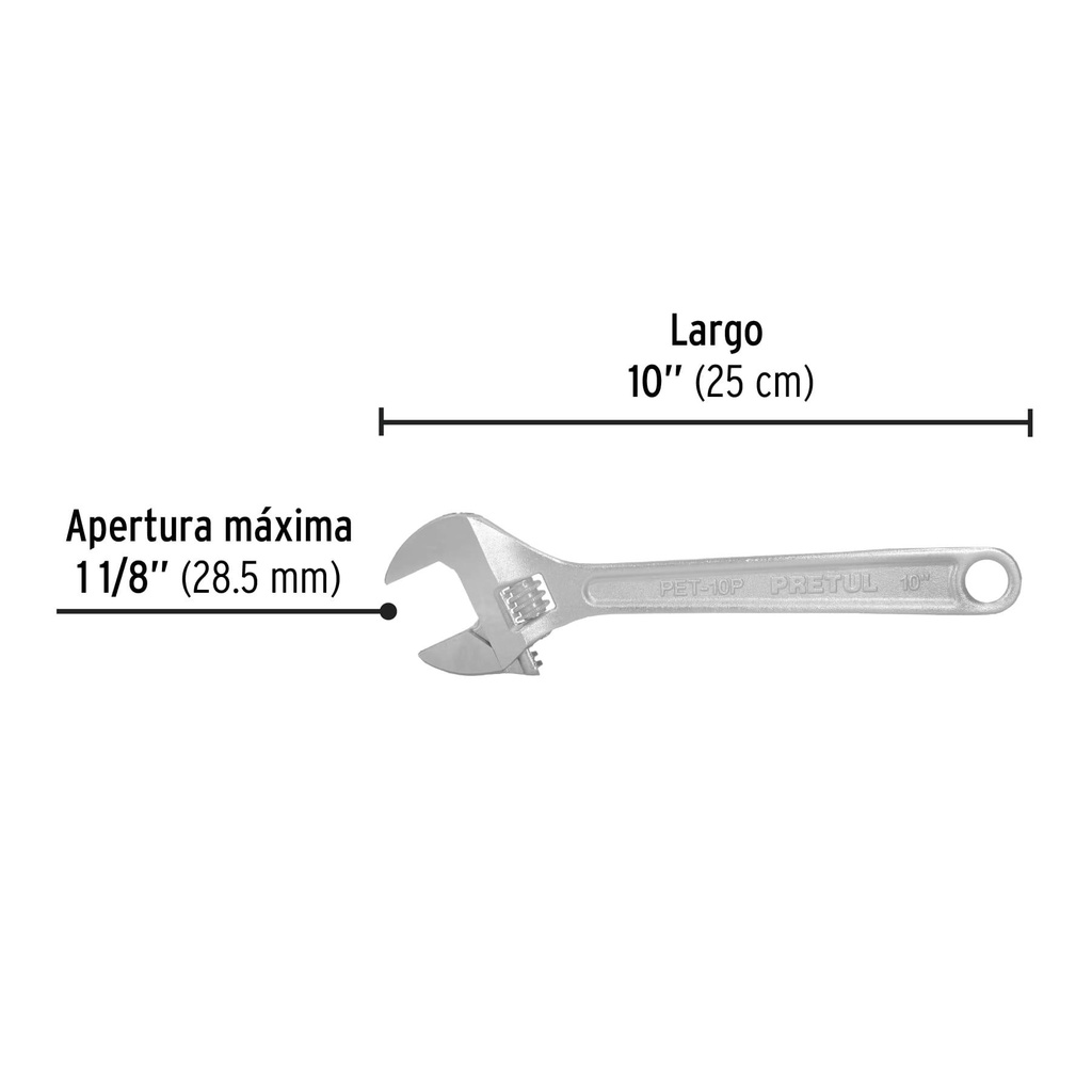 Llave ajustable (perico) 10' cromada, Pretul