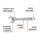 Llave ajustable (perico) 10' profesional cromada, Expert