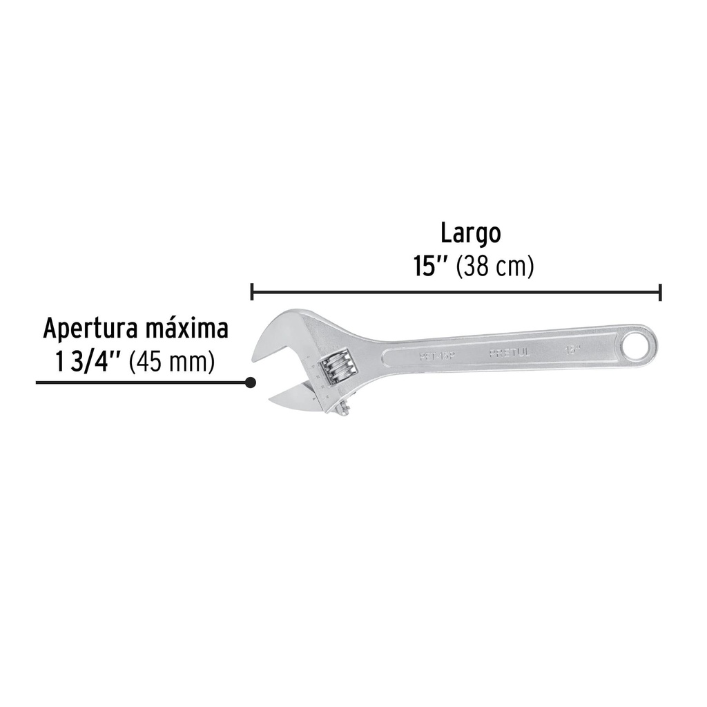 Llave ajustable (perico) 15' cromada, Pretul