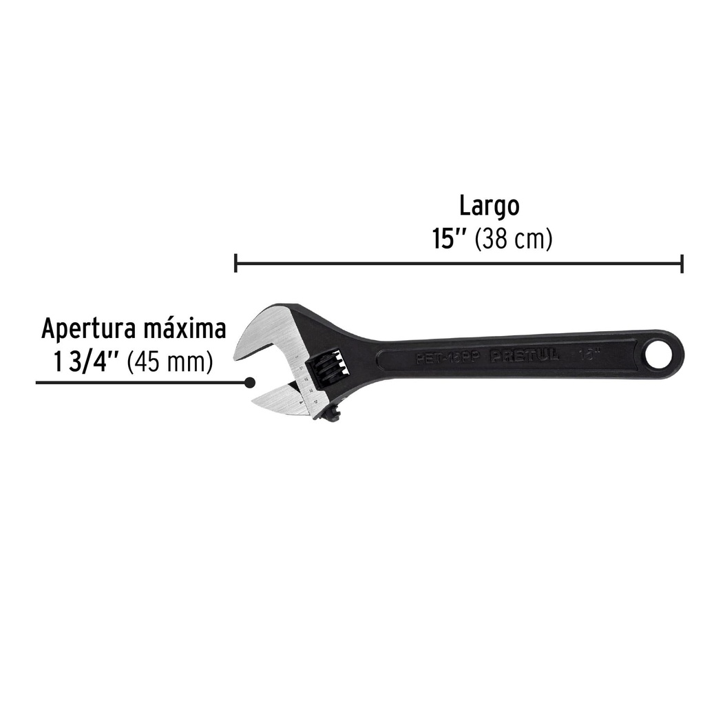 Llave ajustable (perico) 15' pavonada, Pretul