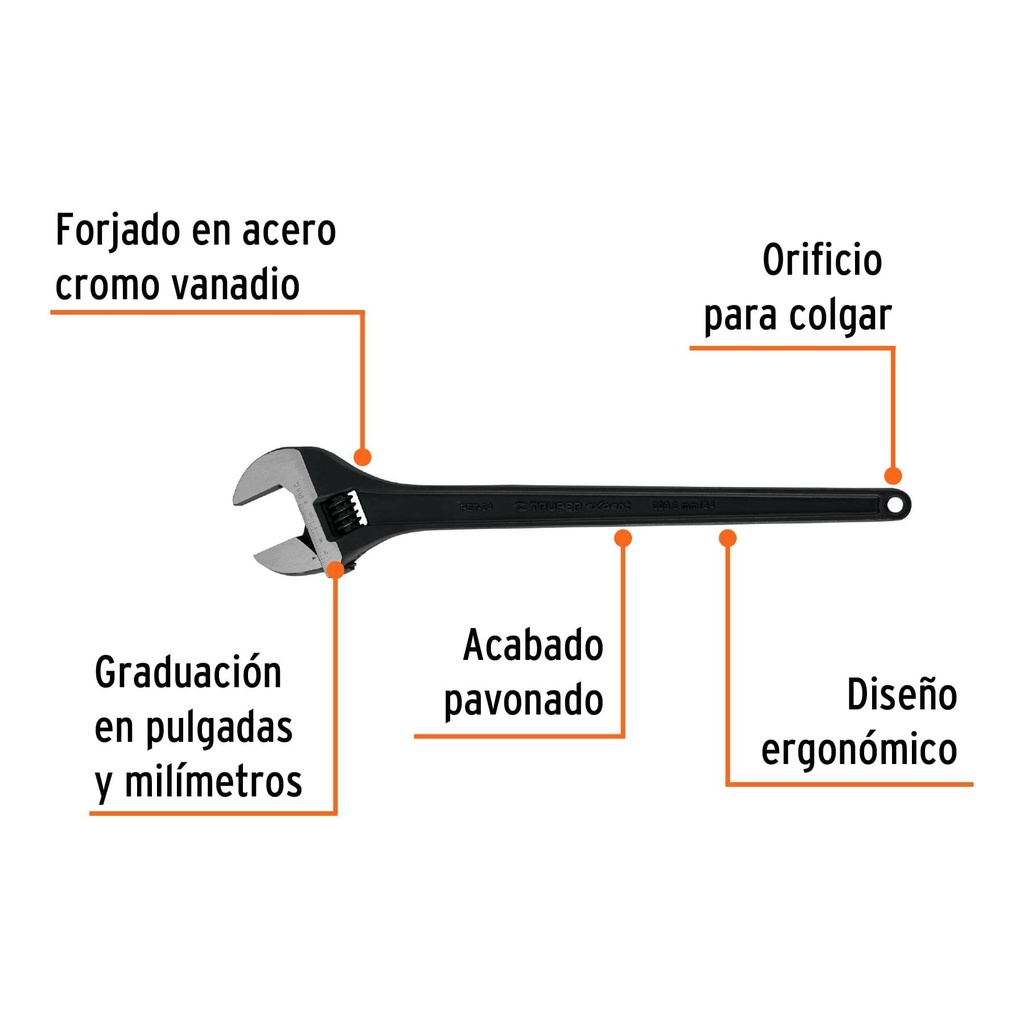 Llave ajustable (perico) 24' profesional pavonada, Expert