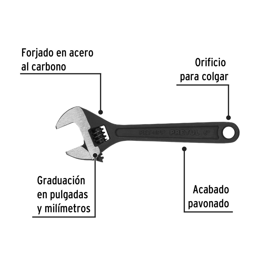 Llave ajustable (perico) 6' pavonada, Pretul