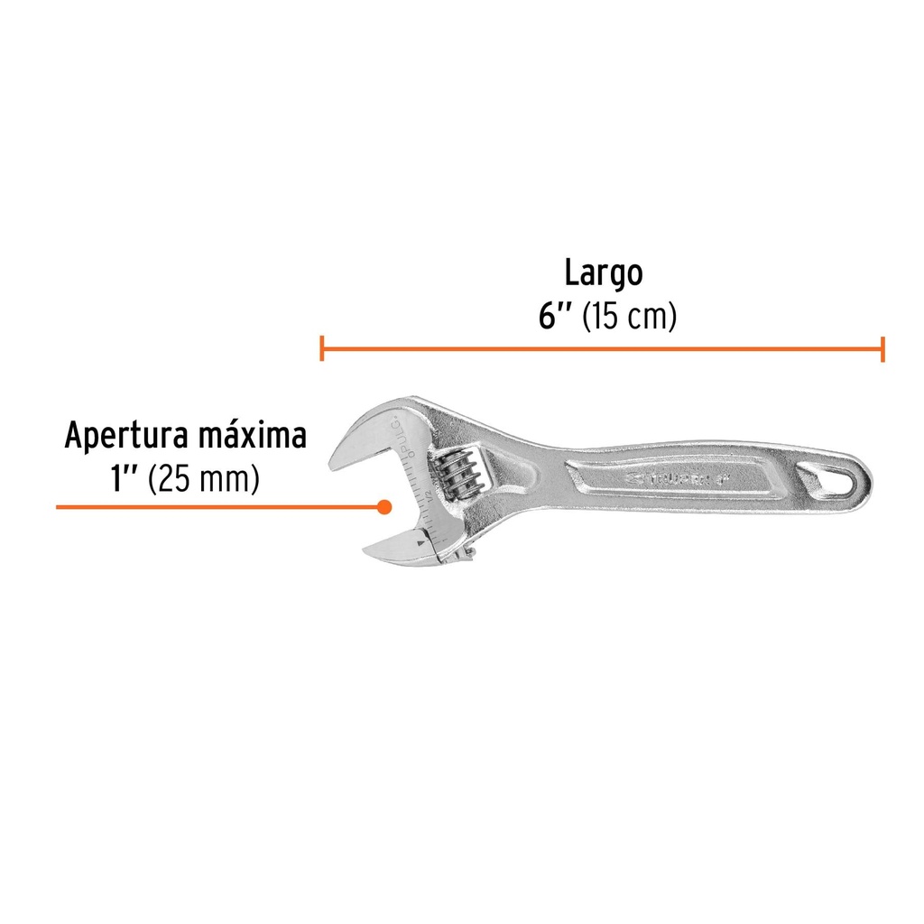 Llave ajustable (perico) 6' profesional cromada, Expert