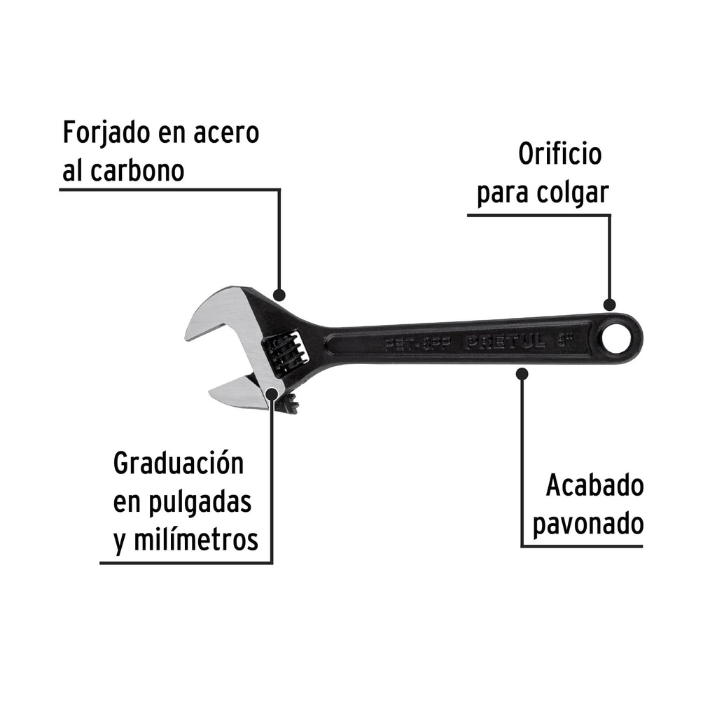 Llave ajustable (perico) 8' pavonada, Pretul